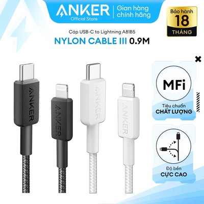 Cáp Sạc Nylon Anker 322 USB-C to Lightning 0.9m/1.8m - A81B5/A81B6 - VT
