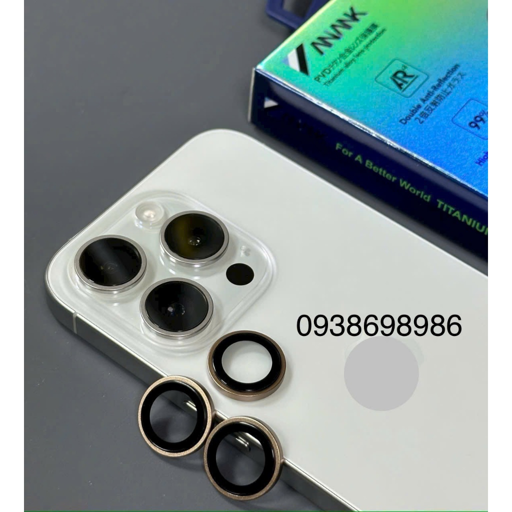 Bộ 3 miếng dán mắt camera cho iPhone 16 Pro,16 Pro max chính hãng Anank bảo vệ máy