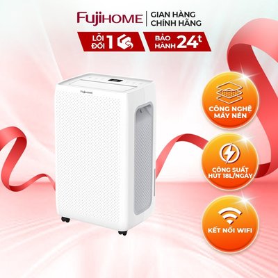 Máy hút ẩm dùng block FUJIHOME DH18W công suất 18 lít/ngày, kết nối wifi, ionizer lọc không khí