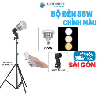 Bộ Kit Studio Đèn Bóng Nấm 85W Điều Chỉnh 3 Màu Remote Chân Cao 2m Chụp Hình Sản Phẩm Tạo Màu Nền
