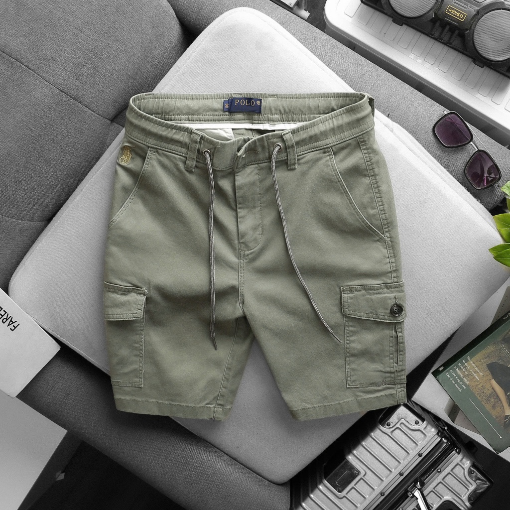 Quần short kaki nam túi hộp, quần short nam lưng thun chất vải khaki cotton dày dặn co giãn mạnh có bigsize - dilano