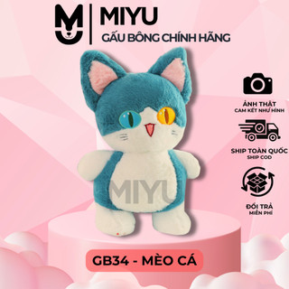  Gấu Bông Con Mèo Cá Mập Xanh MIYU Khổng Lồ Salome Vải Lông Mềm Mịn Thú Nhồi Bông Mèo Mắt 