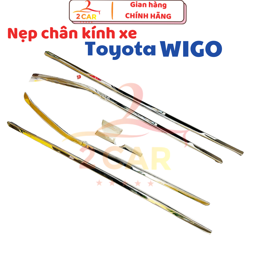 Nẹp Viền Chân Kính Xe Toyota Wigo 2023-2024, Inox 304 sáng bóng, siêu đẹp