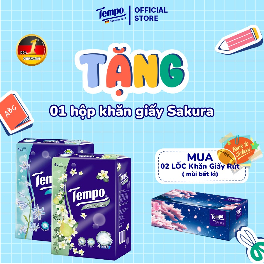 Khăn giấy rút Tempo Cao Cấp 4 Lớp Bền Dai (8 gói) - Thương Hiệu Đức