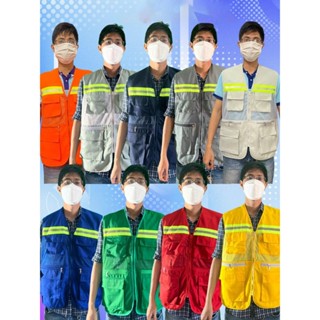 [Nhận in logo theo y/c] Áo Gile Kỹ Sư 3 Dây Kéo Nhiều Màu Sắc Có Size Lớn Bảo Hộ Lao Động Dạ Quang - Hình Thật, Có Sẵn