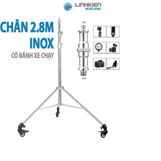 Chân đèn Lisgo C283 Inox 2.8M có bánh xe chạy,ren 3/8 1/4 ,tải 10 kg 2.8M
