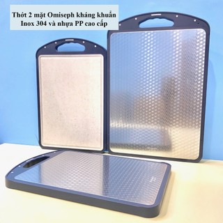 Thớt kháng khuẩn 2 mặt Inox 304 và nhựa lúa mạch Omiseph - chống nấm mốc bảo vệ sức khỏe