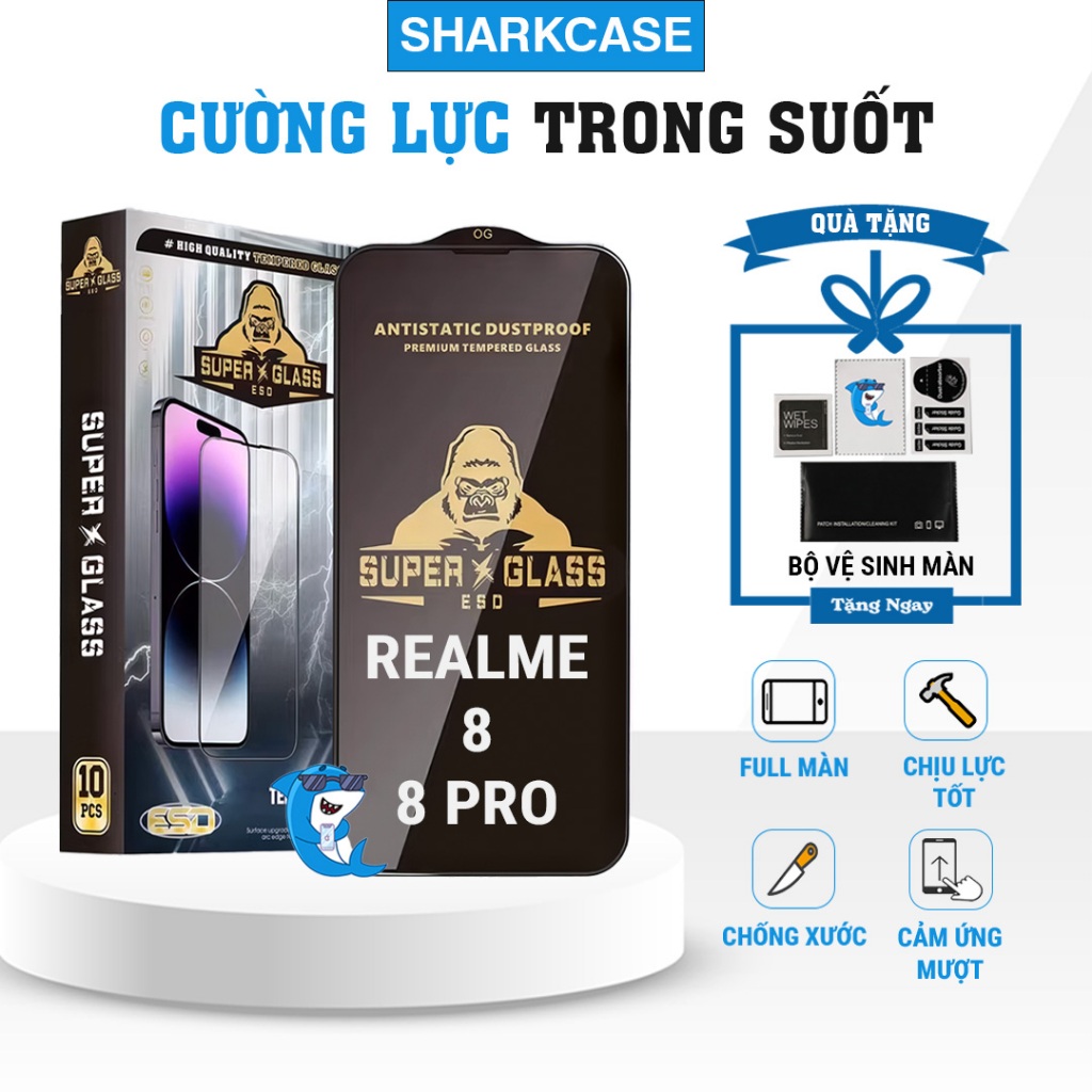 Kính cường lực Realme 8 / 8 pro full màn miếng dán bảo vệ màn hình điện thoại khi rơi va đập