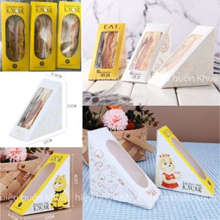 50 Hộp Giấy Đựng Bánh Sandwich, Bông Lan Tam Giác