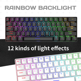Bàn phím cơ chơi game có dây Zifriend H61k - Hỗ trợ hotswap - Đèn LED RGB - Đen/trắng