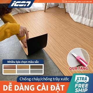 ICON Miếng nhựa lót sàn giả vân gỗ sang trọng, có keo sẵn dễ dán,Có nhiều lựa chọn màu sắc