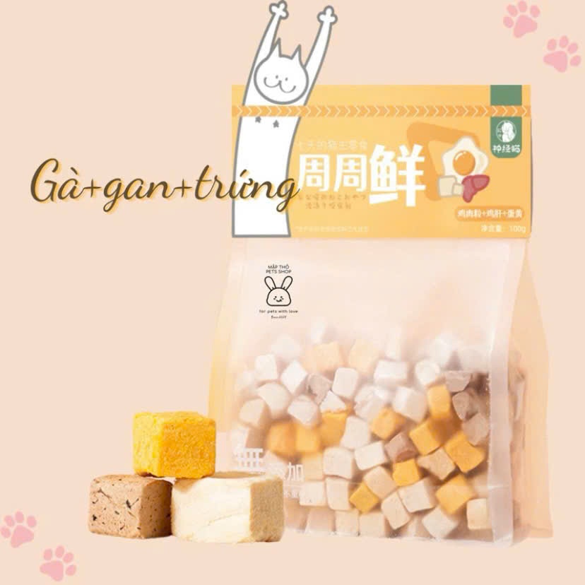 Đồ Ăn Sấy Khô (gan gà, ức gà, lòng đỏ trứng gà) cho Mèo cưng