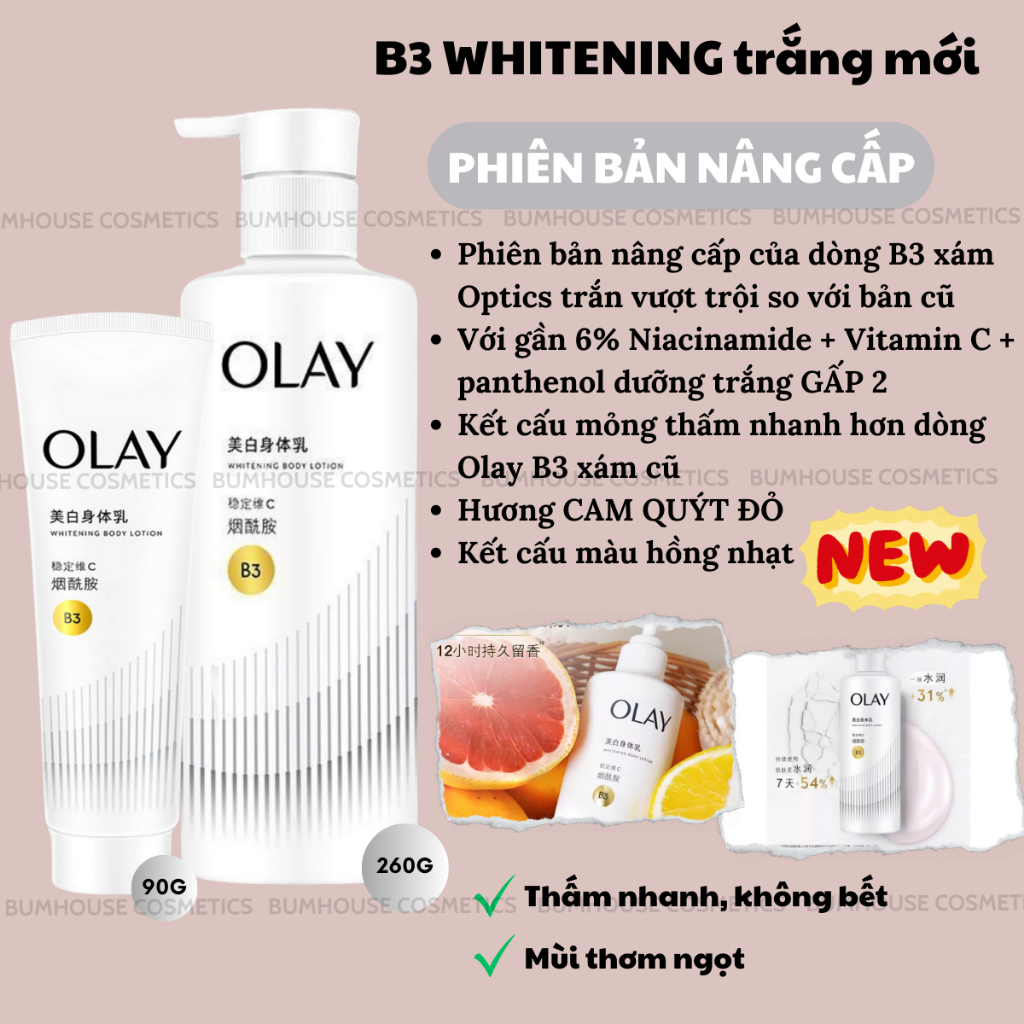 [Bản Whitening] Dưỡng thể OLAY B3 Niacinamide Whitening Body Lotion Triple Anti-ultra White Trắng Da 30g/260g | BigBuy360 - bigbuy360.vn