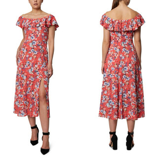 HIPU.VNXK - Đầm midi Bcbg hở vai xẻ một bên tà, 3 màu.