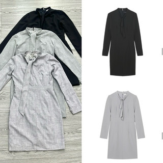 HIPU.VNXK - Đầm chữ A Roem buộc nơ cổ tay dài, 3 màu.