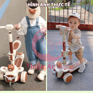 Xe scooter 3 bánh cho bé, xe trượt Scooter Gấu bay, CÓ TAY ĐẨY, CÓ ĐÈN NHẠC, cho bé từ 2 - 10 tuổi