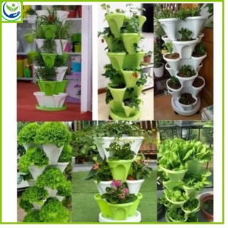   Combo 5 chậu Chậu Tháp Trồng Cây Thông Minh Trồng Rau Hoa - Tiếp Kiệm Diện Tích - Hiệu Quả Cao không kèm bánh xe  