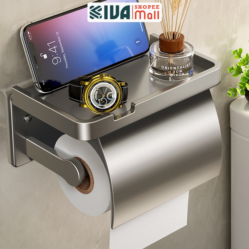Kệ treo, để giấy vệ sinh KIVA, hộp giấy vệ sinh cao cấp chất liệu nhôm hàng không.
