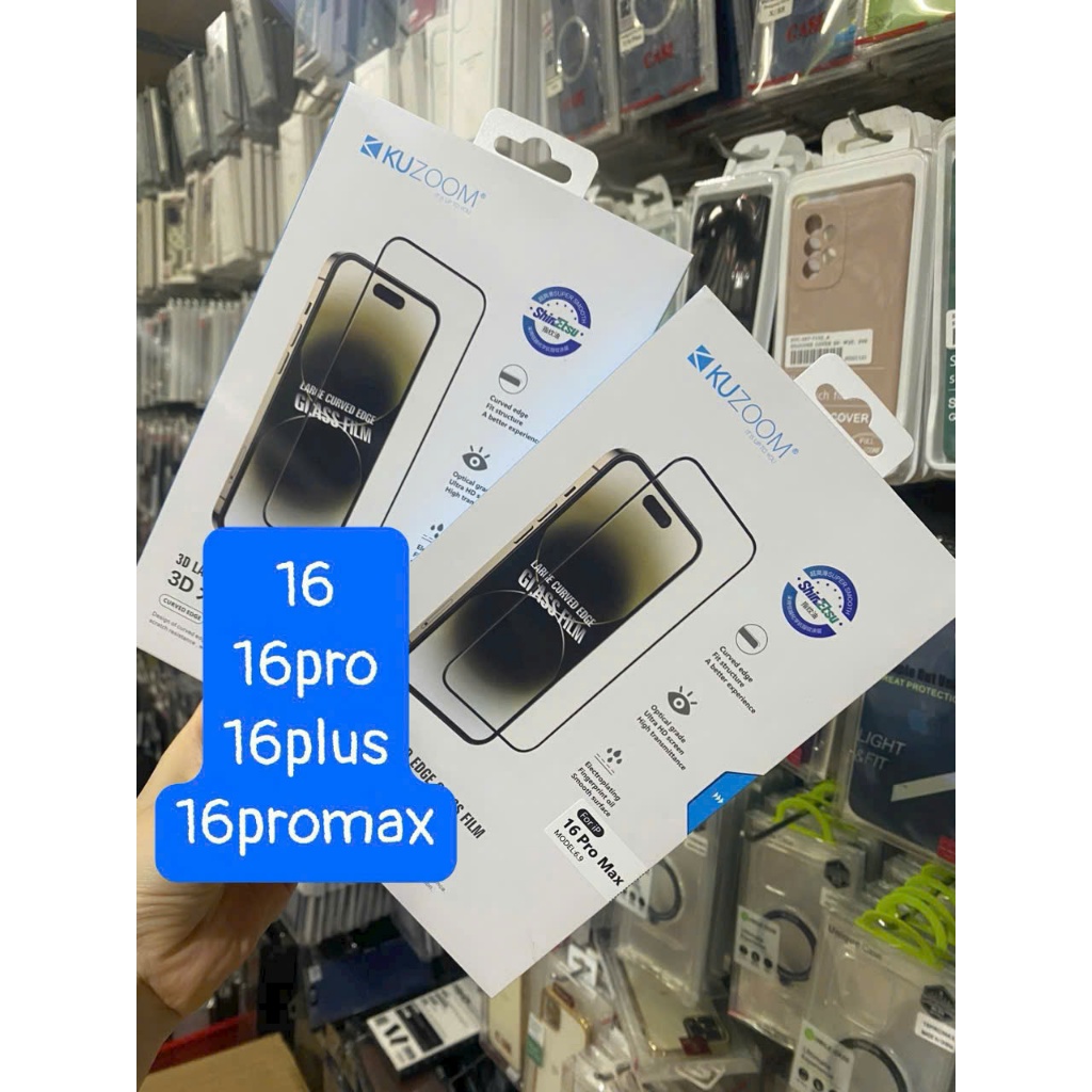 Kính cường lực Kuzoom Iphone 16 pro / 16 pro max / 16 pro plus / 16 (hàng chính hãng)