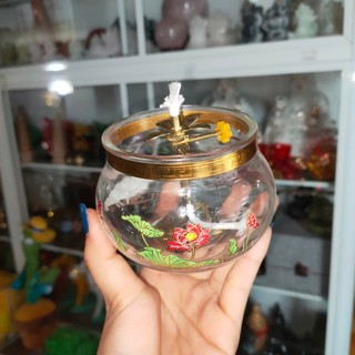 Bình thắp dầu Tròn Hoa sen(cao 6.8cm)