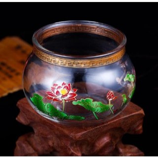 Bình thắp dầu Tròn Hoa sen(cao 6.8cm)