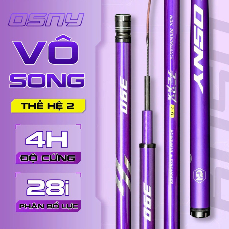 Cần câu tay Osny Vô Song 4h thế hệ 2, chất liệu carbon 40T công nghệ Graphine 100T tặng túi vải ngọn