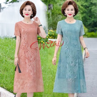 Đầm dự tiệc trung niên V54c - Váy voan nữ cho mẹ dáng suông - Áo đầm đẹp cao cấp sang trọng cho người lớn tuổi Bigsize