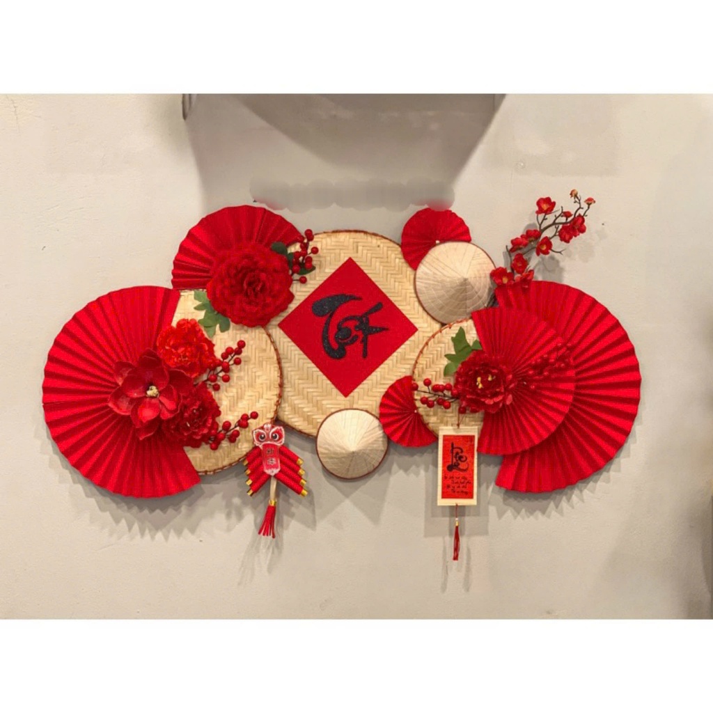  Set Nguyên liệu làm Quạt Giấy Treo Tường Trang Trí Tết,Mẹt khánh trang trí nhà cửa 