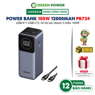 Pin Sạc Dự Phòng UGREEN Nexode PB724 100W dung lượng 12000mAh, sạc nhanh PD3.1 100W, USB-A*1 USB-C*1, màn hình LED