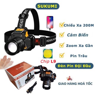 Đèn pin đội đầu 1 bóng siêu sáng chiếu xa 200m, chống thấm nước, 3 chế độ sáng có Zoom xa gần, đèn pin đeo trán