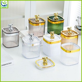 Hộp đựng tăm bông, bông tẩy trang tăm xỉa răng trang sức vuông trong suốt