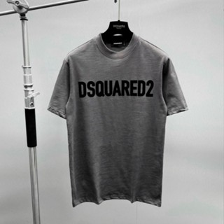 Áo phông nam boy phố DSQ vải xước in chữ nhung ngang ngực cổ bo dày dặn basic cao cấp - PandT34