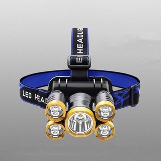 Đèn pin đeo đầu 5 bóng siêu sáng 4 Chế Độ Chiếu Xa, Rộng,Nháy