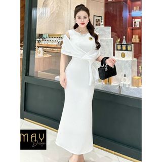 Váy Nữ Dài Dự Tiệc Thiết Kế MAY O28 Màu Trắng Sáng Da – Đầm Nữ Dự tiệc Sang Trọng Chuẩn MAY