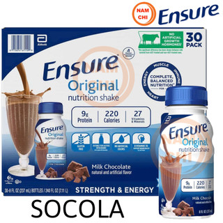 [THÙNG 30 CHAI] Sữa ENSURE ORIGINAL NƯỚC 237ML - HƯƠNG SOCOLA - Hàng Mỹ