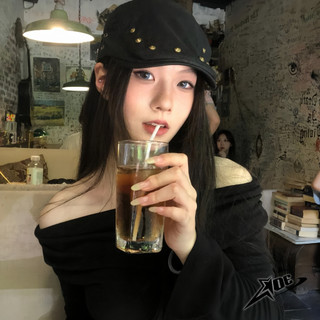 (Có sẵn) AOE STUDIO - Mũ nồi Beret Y2K cao cấp chất nón kaki đính đá phong cách Gothic cá tính dành cho nữ