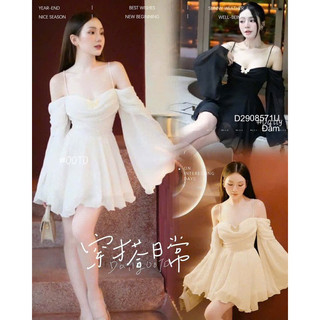 Đầm 2 dây rớt vai ngực đính tag bướm tùng xoè! TMT House
