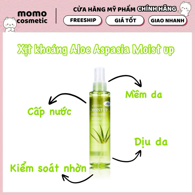 Xịt khoáng nha đam Aloe Aspasia Moist Up 150ml