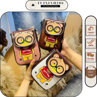 Túi xách nữ đeo chéo để điện thoại Gấu dễ thương để vừa đt 15PRM chất da mềm 2 lớp.