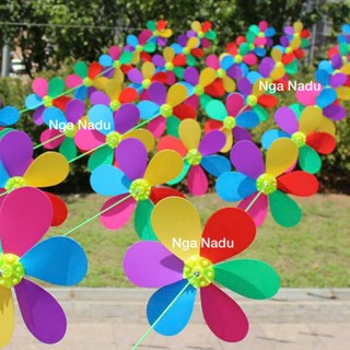 Chong chóng hoa treo dây 10m 10 bông hoa- chong chóng 6 cánh 6 màu giá rẻ trang trí Tết trường học,mầm non,khu du lịch