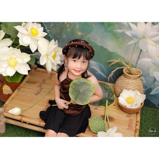 Yếm đào cho bé ( size 5-35kg) kèm váy và mấn