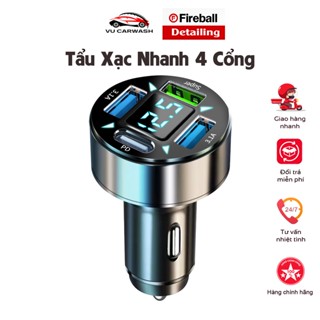  Tẩu Sạc Nhanh 4 Cổng 66W PD Type C QC3 1A - Thông Minh Cho Xe Hơi Màn Hình Kỹ Thuật Số 