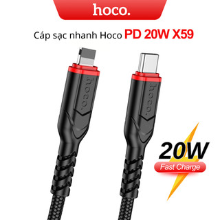 Cáp sạc nhanh 20w Hoco dây bọc dù chống gãy truyền dữ liệu dài 1m 2m cho X 11 12 13 14pro max
