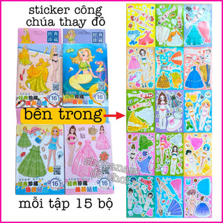 Tập 15 Sticker miếng dán công chúa thay đồ , sticker thay trang phục bán tại shopanamdochoi.com