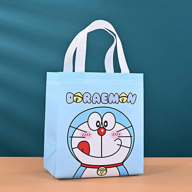 Túi Vải Không Dệt Hoạ Tiết Hoạt Hình Dễ Thương, Túi Vải Mua Sắm In Hình ĐôRêMon Không Thắm Nước