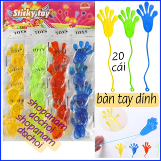 Vỉ 20 bàn tay dẻo quăng dính đồ vật , sticky toy hand 20 pcs , đồ chơi mềm dẻo