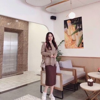 Chân váy len đũa xẻ hàng QCL1