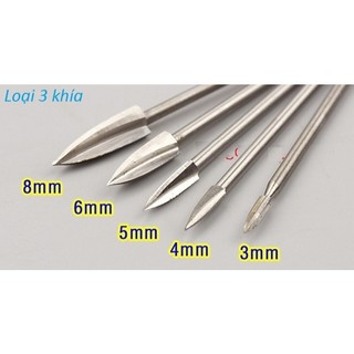Đầu khắc gỗ 3 khía trục 3mm (bộ 5 cái mũi điêu khắc gỗ loại 3 cạnh)
