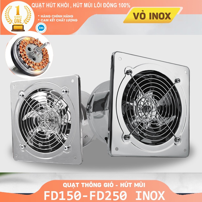 (Phiên bản INOX) Quạt hút khói hút mùi, thông gió