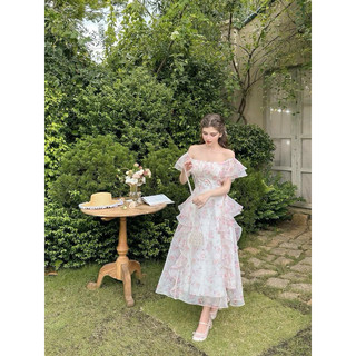 ĐẦM VOAN HOA MAXI BẸT VAI PHỐI BÈO